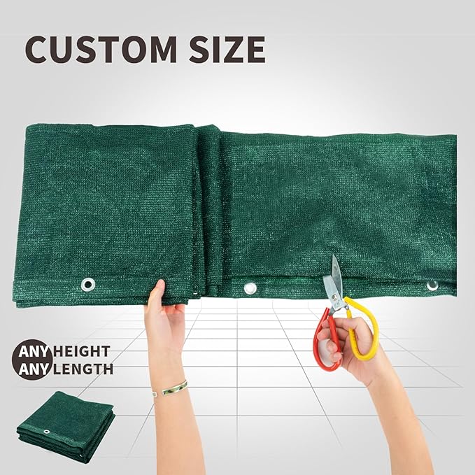 LOVE STORY Custom Size 3'x15' Dark Green Balcony Privacy Screen,UV Block Privacy Fence Screen,90% Shield for Outdoor Pool Garden Apartment Railing