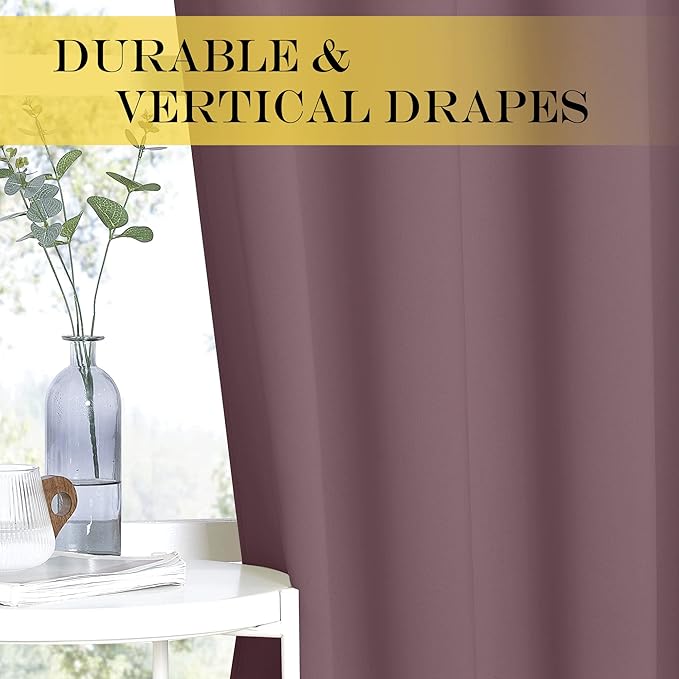 NICETOWN Short Blackout Curtains for Bathroom - Sound Reducing Window Treatment Thermal Insulated Grommet Vertical Drapes for Kitchen/Cafe/Nursery, Dry Rose, 1 Panel, W52 x L45