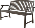 Grand patio 52" Farmhouse Outdoor Bench, Garden Benches with Anti-Rust Aluminum Powder Coated Frame, Faux Wood Grain Finish Frame Patio Bench for Front Porch, Northwoods Brown