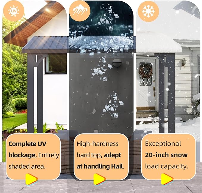 AECOJOY 8' x 20' Outdoor Hardtop Metal Gazebo for Patio, Large Lean to 20x8 Galvanized Steel Wall Mounted Pergolas and Grill Gazebos Clearance, Patio Roof Heavy Duty Metal Awnings for Backyard, Decks