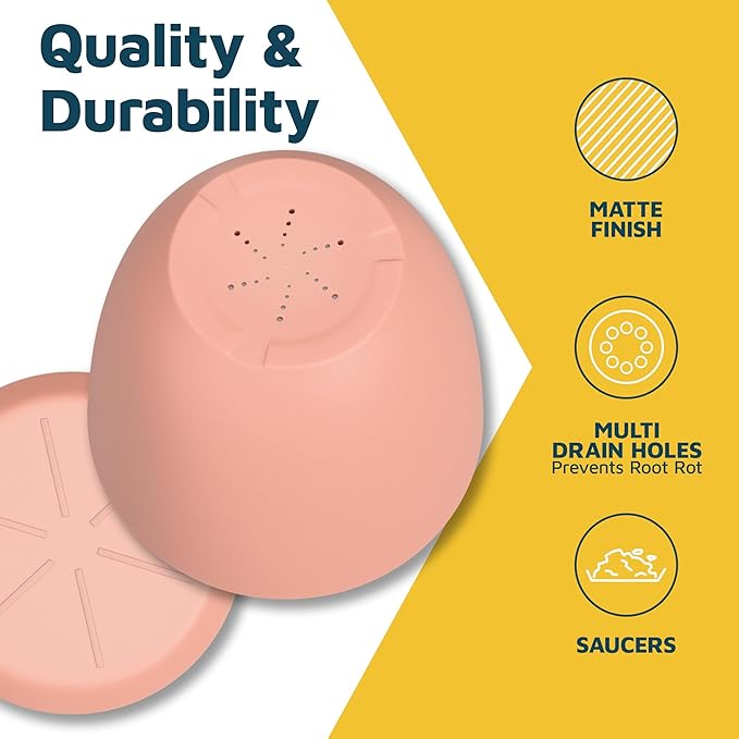 Planter Pots with Drainage Holes - Lightweight, Durable, and Space-Saving Pots for Indoor and Outdoor - Versatile Functionality, Simple Modern Design, Set of 20 Plastic Planter Pots - Pink