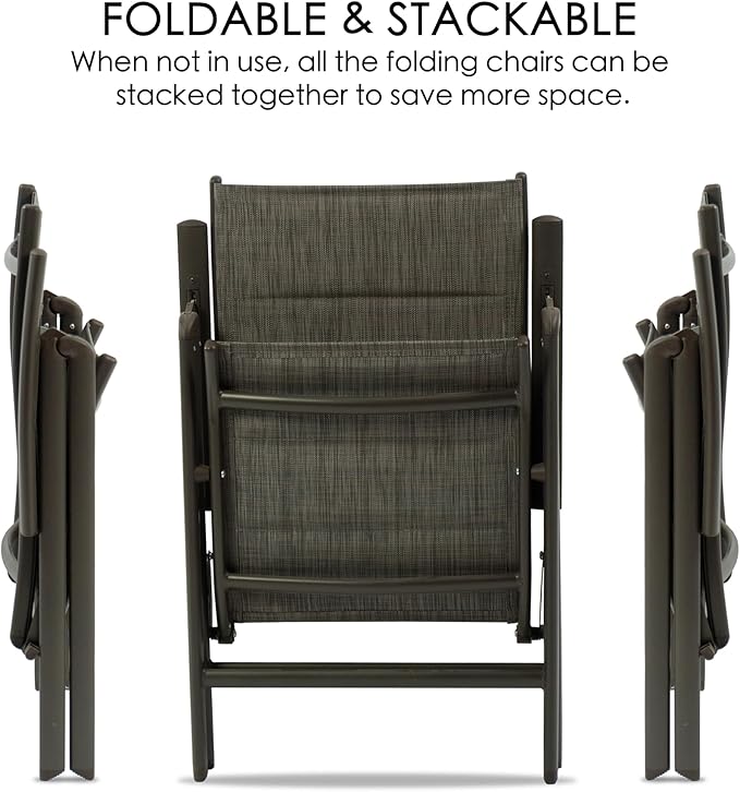Kozyard Coolmen 2-Pack Outdoor Patio Dining Chair Set - Breathable Textilene Padded, Foldable Deck Chairs for Outdoor Patio (Gray)