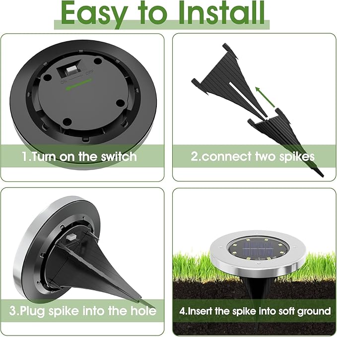INCX 4.6 inch Solar Lights Outdoor Waterproof, 24 Pack Solar Light for Outside, Garden Lights Landscape Lighting for Patio Pathway Lawn Yard Deck Driveway Walkway, Cold White