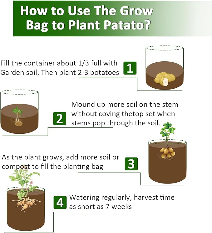 JJGoo Potato Grow Bags, 4 Pack 10 Gallon with Flap and Handles Planter Pots for Onion, Fruits, Tomato, Carrot - Orange