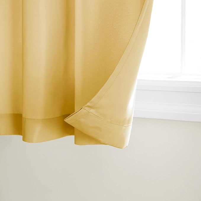 TOWN & COUNTRY BASICS Cabana Solid Heavyweight Indoor Outdoor Curtains, Light Filtering Opacity with Grommet Top, Water Repellent, 2-Pack Set, 54"x96", Sundress Yellow