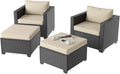 Aoxun 4 Piece Outdoor Patio Furniture Set 4 Seats, Beige