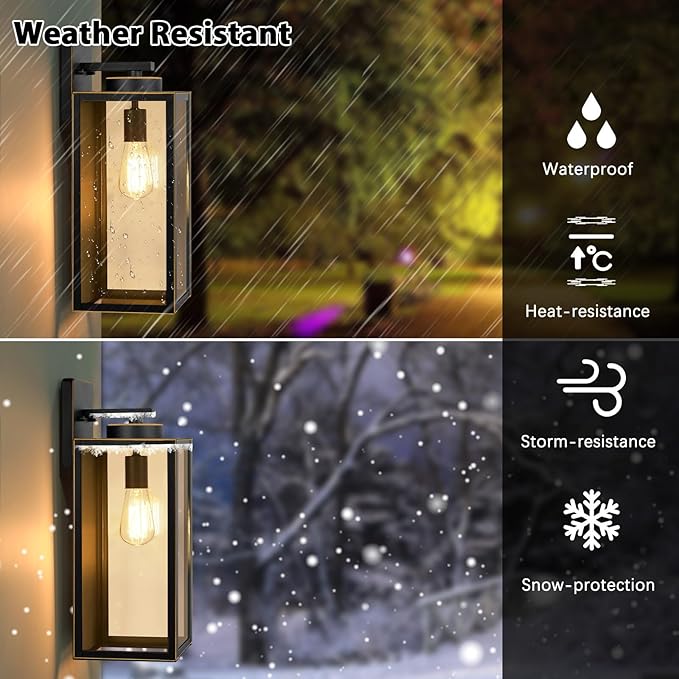 Large Size Outdoor Wall Light Fixtures, Exterior Lighting Fixtures Porch Sconces Wall Mounted, Waterproof Bronze Outdoor Wall Lanterns Lamps, Outside Lights for House Patio Front Door Entryway, 2-Pack