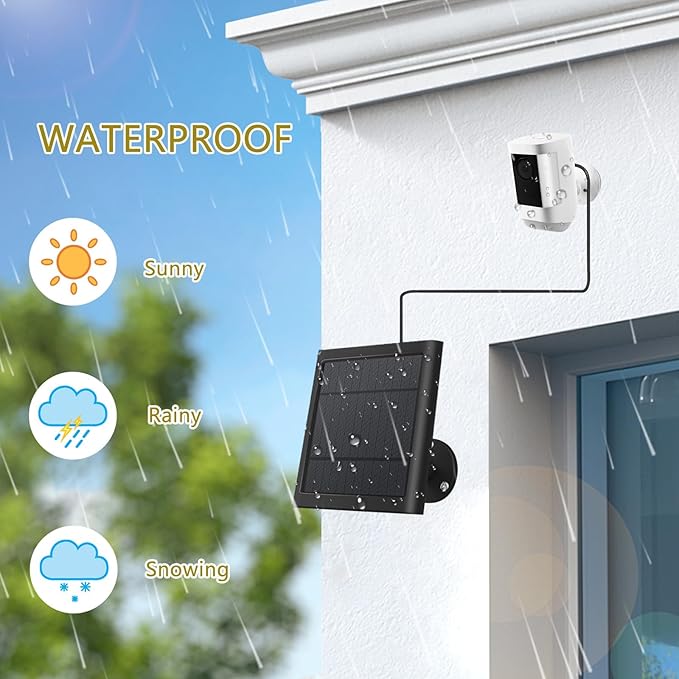 3 Pack - Solar Panel for Security Camera Spotlight Cam Plus/Pro(Battery) Stick Up Cam/Pro Wireless Outdoor with 10FT/3M Long Cable Dustproof Waterproof BK