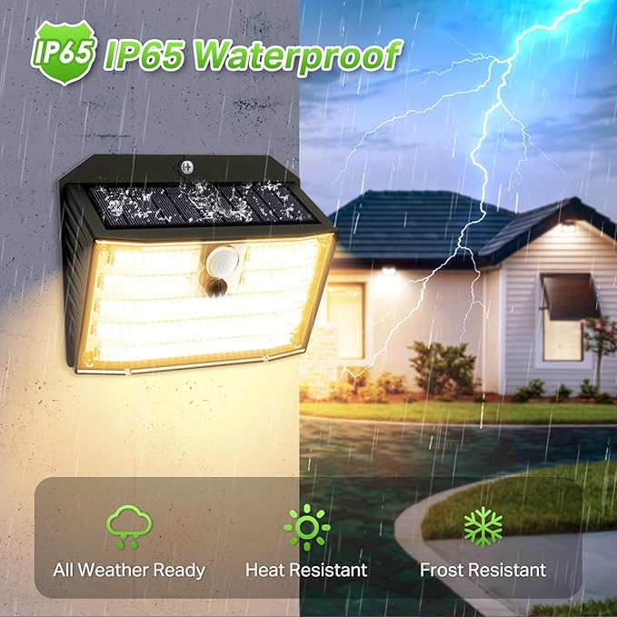 CLAONER Solar Lights Outdoor [𝟏𝟎 𝐏𝐚𝐜𝐤/126 LED], Wireless Motion Sensor Lights, IP65 Waterproof Security Lights 3 Modes, 270° Lighting Angle, Ultra-Bright Wall Lights for Deck Patio Fence Garage