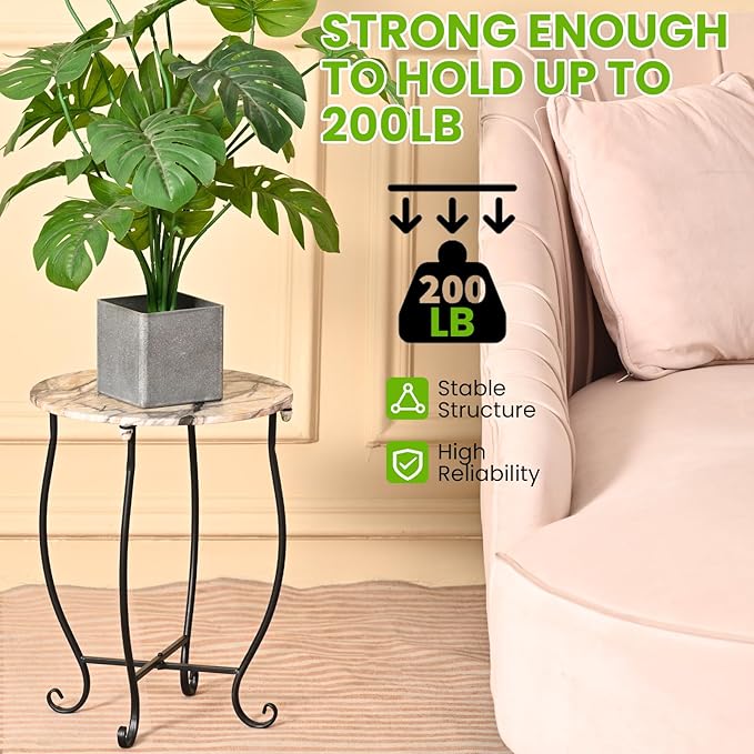 Patio Side Table, Versatile 14" Round Side Table for Balcony Yard Porch Bedside Rocking Chair and Pool Chair, Weather Resistant Metal Accent Table for Indoor Outdoor Use, Easy Assembly