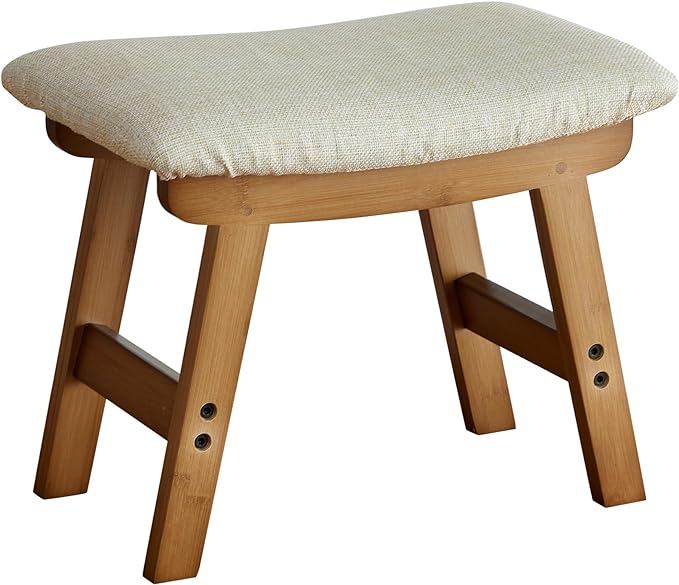 Foot Stools Ottoman, Small Soft Footrest Ottoman with Wood Legs, Sofa Footrest Extra Seating for Living Room Entryway Office