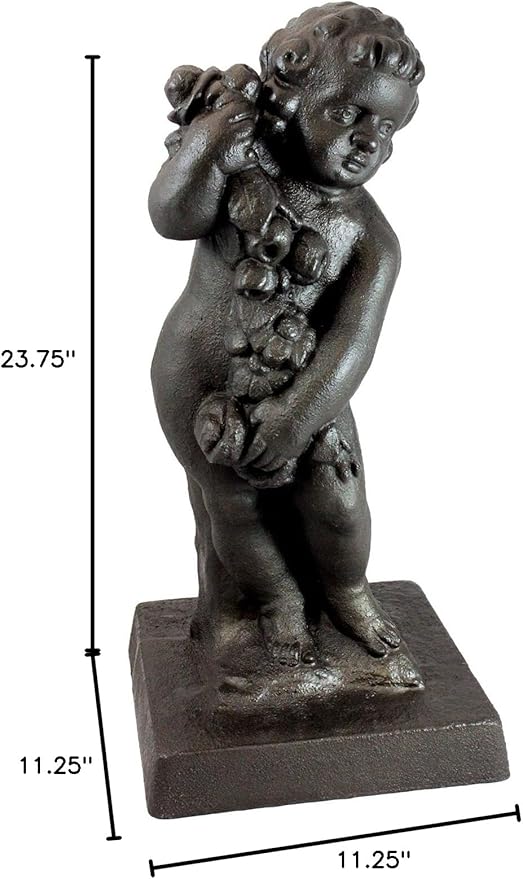 Emsco Group 92304 Lightweight Cupid Garden Statue, 24", Black