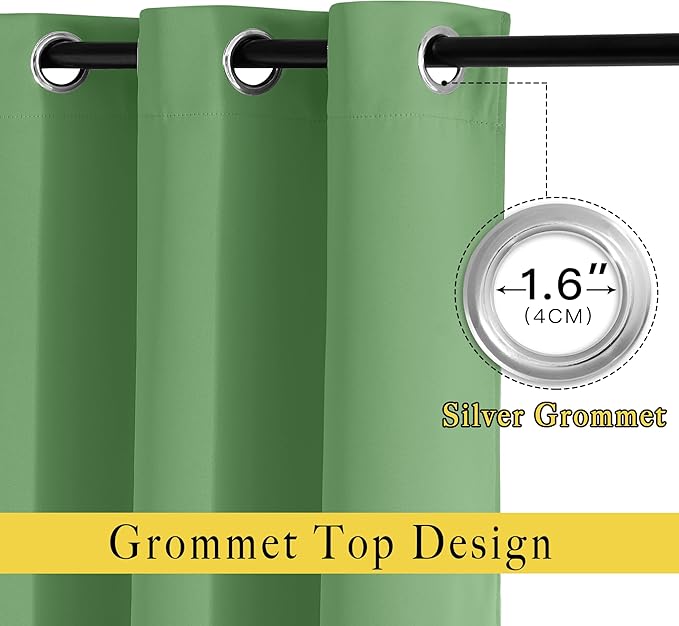 NICETOWN Blackout Curtains 72 inches Long, Grommet Privacy Window Treatment Thermal Insulated Room Darkening Sliding Glass Door Drape for Bedroom Living Room, 1 Panel, W100 x L72, Froest Green