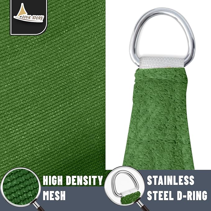 LOVE STORY Custom Size 7'x15' Piquant Green Sun Shade Sail Rectangle UV Block Canopy Patio Sail Sunshades Fabric for Outdoor Garden Carport (We Make Custom Size)