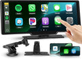 Carplay Screen for Car, 10.26 inch IPS Touch Screen Portable Wireless Car Stereo with Carplay Android Auto SuperLink OTA Bluetooth GPS Siri Aux, 7-32V for Trucks, SUVs, Cars, RVs