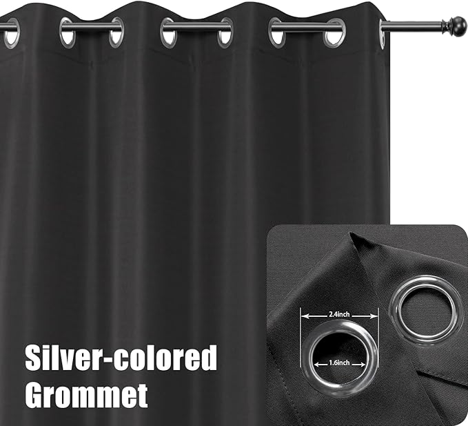 BONZER Outdoor Waterproof Curtains for Patio Privacy Grommet Light Filtering Outside Curtains for Gazebo, Porch, Pergola, Pavilion, 1 Panel, 54W x 84L inch, Charcoal