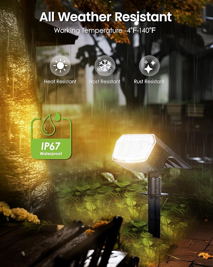 Solar Spot Lights Outdoor IP67 Waterproof 12 Pack, 63 LED 3 Modes Solar Landscape Spotlights for Yard Garden Pathway Wall House Garage (Warm White)