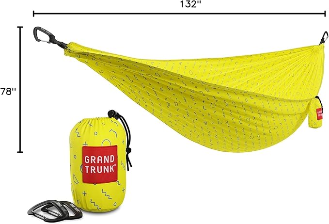 GRAND TRUNK TrunkTech Double Hammock | Ultra-Strong & Lightweight | 11 ft Hammock with Ripstop Nylon | 500 lb Capacity | Fast-Drying & Weather-Resistant | Eclipse