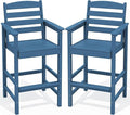 SERWALL Tall Adirondack Chairs Set of 2, Oversize Balcony Adirondack Chairs Set, Outdoor Bar Height Barstools Widened Chair Set for Bistro, Poolside, Garden, Blue