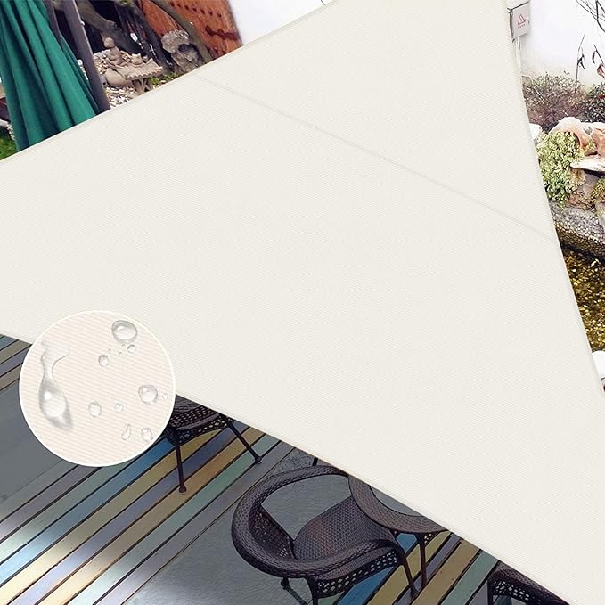 LOVE STORY Right Triangle 15'x15'x21.2' Waterproof Sun Shade Sail Canopy UV Block for Outdoor Patio Backyard Carport,Cream(We Make Custom Size)