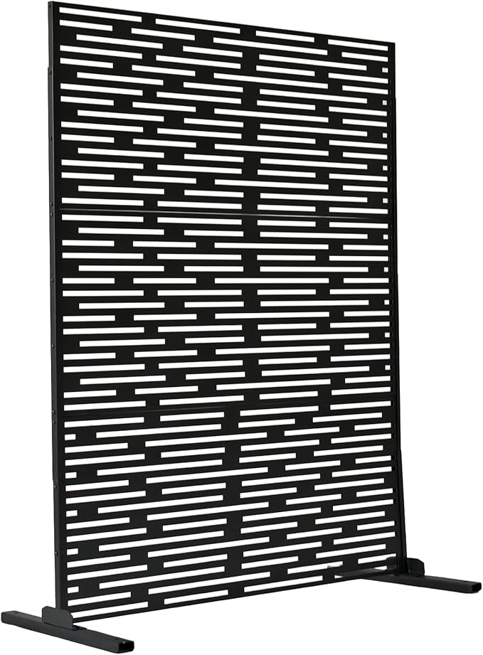 Oakland Living 6 ft. X 4 ft. Black Freestanding Metal Privacy Screen Room Divider