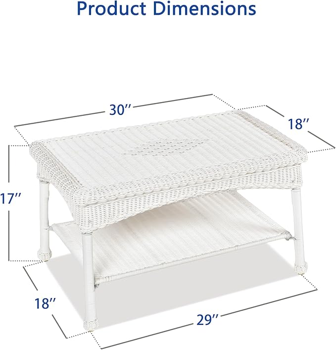 White Wicker Patio Coffee Table