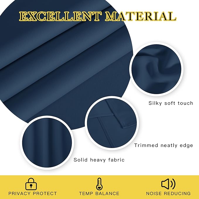 NICETOWN Blackout Curtains - Privacy Thermal Efficiency Backdrop Curtains for Bedroom Room Divider Living Room Patio Sliding Glass Door, Wide 80 x Long 144 inch, Moroccan Blue, 1 Panel