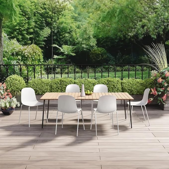 2xhome Modern Stackable Armless Dining Chair | Plastic Shell Seat with Metal Legs | Indoor or Outdoor Use | Home Kitchen Patio (1, White, No Padding)