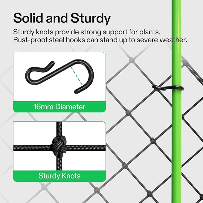VIVOSUN 2 x 2Ft. Elastic Trellis Netting with 4 Hooks for Climbing Plants, Vegetables, Fruits, and Flowers, 2-Pack
