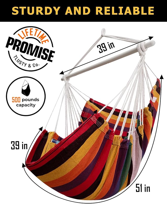 ADVOKAIR Hammock Chair Swing, Heavy-Duty Hanging Rope Swing Seat Supports 500 Lbs, Ideal for Outdoor Patio, Backyard, Porch, Deck & Indoor Bedroom Use