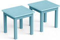 YEFU Outdoor Side Tables Set of 2, 18INCH, Look Like Real Wood Adirondack Table, Oversized Square Patio End Table Weather Resistant for Porch, Outside, Garden, Yard (Blue)