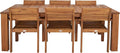 SAFAVIEH Outdoor Collection Hestia Natural Brown Acacia Solid Wood 7-Piece Dining Set, Ideal for Deck, Patio, Backyard