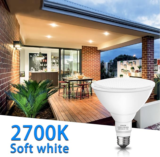 Par38 led Flood Lights Outdoor Light Bulb,Dimmable 1800LM,20W Replace up to 200W,Outdoor Flood Light Bulbs for Backyard,Garage,Porch,Garden,2 Pack 2700K Warm Light