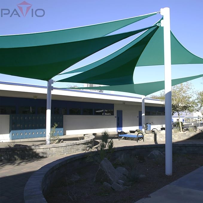 Patio Paradise 13' x 13' x 12'10" Sun Shade Sail Triangle Canopy, Permeable Shade Cloth Fabric Sunlight Block Patio Cover HDPE Deck Awning for Outdoor Backyard Pergolas Roof Shading, Turquoise