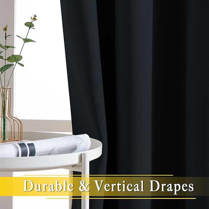 NICETOWN Black Out 144 inch Curtain for Sliding Glass Door, Grommet Thermal Insulated Sound Reducing Window Treatment Wide Draperies for Bedroom/Living Room, W80 x L144, 1 Panel