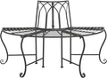 SAFAVIEH Outdoor Collection Abia Victorian Antique Black Semicircle Tree Bench