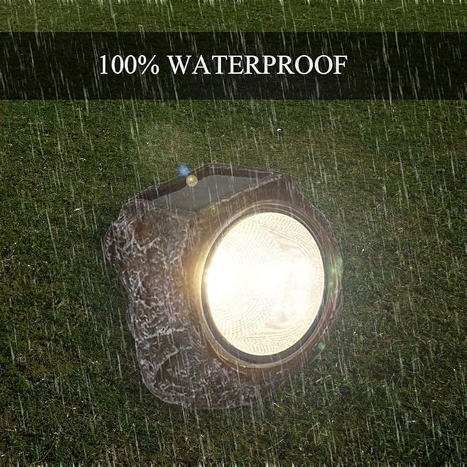 EiGreen Solar Garden Rock Lights Outdoor, 2 Pack 10 LED Waterproof Solar Powered Rock Light，Yard Landscaping Spotlights, for Indoor and Outdoor Decoration