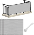 LOVE STORY 3'x16' Gray Balcony Screen Privacy Fence Cover (HDPE) UV Protection Weather-Resistant 3 FT Height Shield for Deck, Patio, Backyard, Outdoor Pool, Porch, Railing