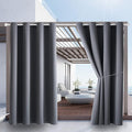 Outdoor Indoor Curtains W52 x L63 for Patio - Weather-resistant Window Panels Privacy Protect Grommet Top Thermal Insulated Home Curtain for Porch Pergola Lawn Garden Hot Tub Area (Gray, 2 Panels)