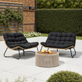 Crestlive Products Outdoor Loveseat 2PCS, Patio Conversation Set, All-Weather Boho Rattan Patio Furniture with Soft Cushion for Deck, Balcony, Poolside, Backyard (Without Table)