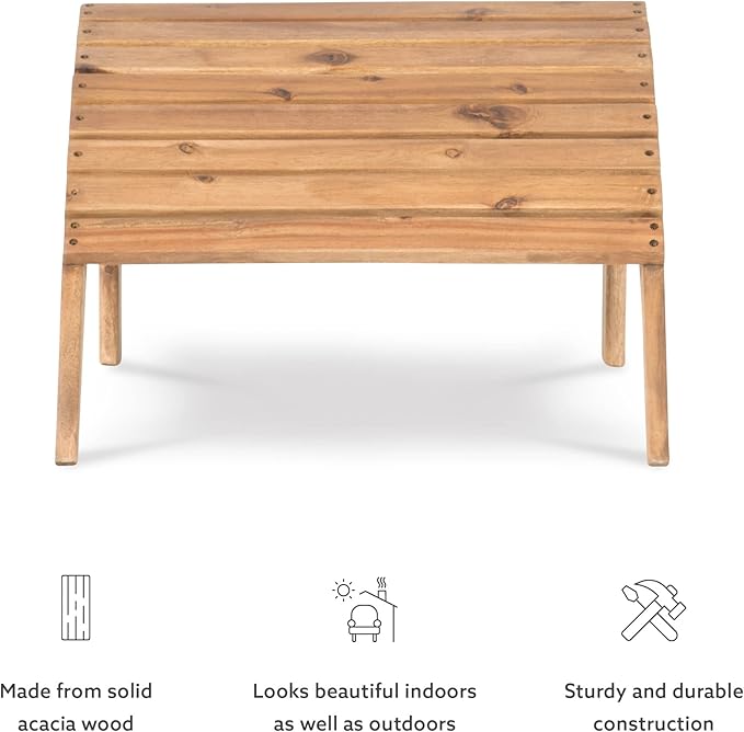 Linon Home Dcor Linon Adirondack Woodstock Ottoman, Teak Stain, Acorn, 21.6"W x 21.06"D x 13.7"H