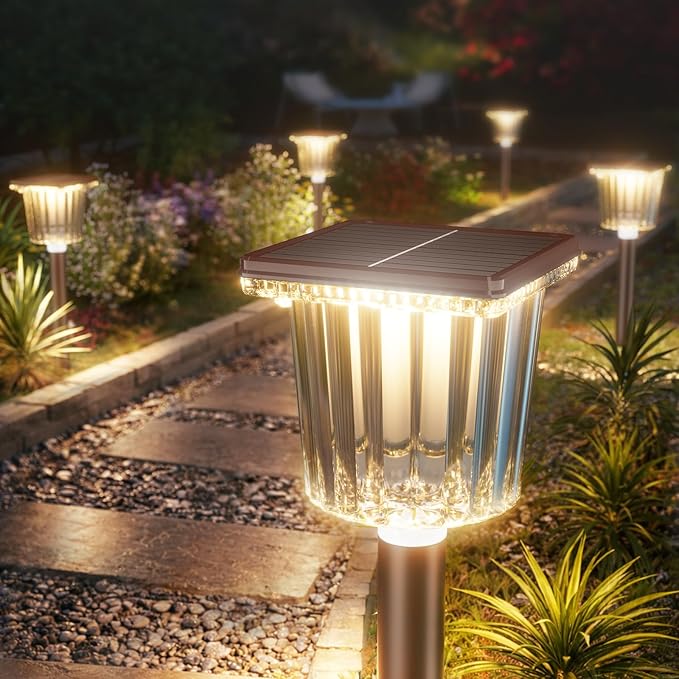 Super Bright Solar Pathway Lights Outdoor Powered,Adjustable Warm&Cool White,Waterproof IP65 Garden Decor Landscape Lighting Outside for Yard/Patio/Walkway/Driveway/Landscape (Cocoa Brown, 1 Pack)