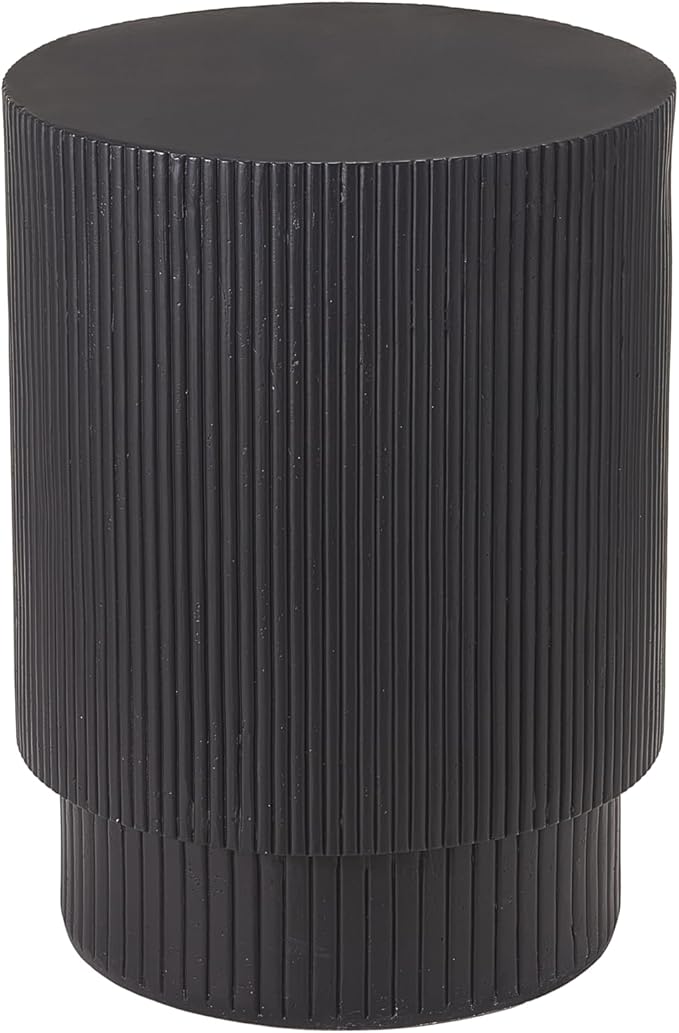 Christopher Knight Home Parson Patio Lightweight Concrete Round Coffee Table, Indoor and Outdoor Table for Garden/Backyard/Poolside/Balcony Cafeteria, MGO Outdoor Side Table with No Assembly, Black