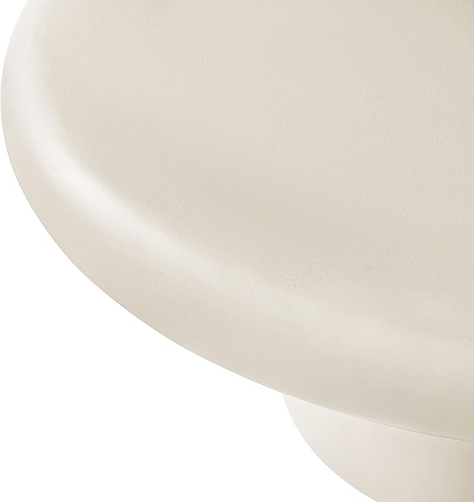 Modway Argos Round Concrete Coffee Table in White - Cement Low Coffee Table for Sitting on The Floor - Weather Resistant Stone Patio Coffee Table - Indoor Outdoor 34 Inch Center Table