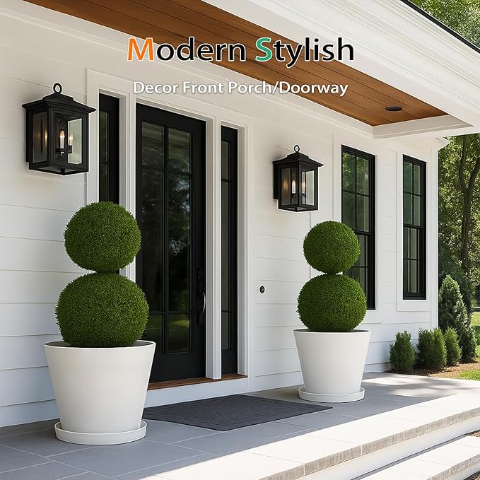 Wide Planters for Outdoor Plants, Extra Large Indoor Flower Pots for Garden, Front Porch, Patio - Round Resin Planter Set of 2 (White, 20 inch - 2 Pack with Saucers)