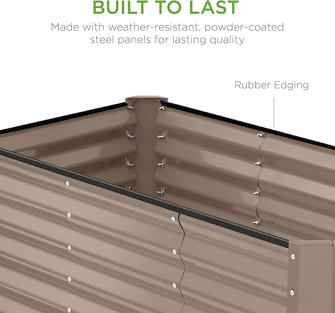 Best Choice Products 4x2x2ft Outdoor Metal Raised Garden Bed, Deep Root Box Planter for Vegetables, Flowers, Herbs, 119 Gallon Capacity, 100% Non Toxic Materials - Taupe