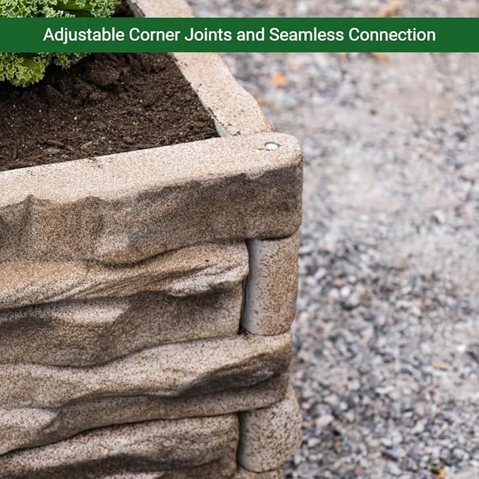 Raised Garden Bed Outdoor Tan/Brown Ledgestones Composite Polyurethane Natural Look Stone Garden Planter Box (4-Pack)