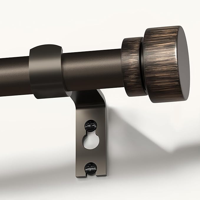 Modern Antique Brown Bronze Curtain Rods for Windows 72 to 144 Inches Adjustable Heavy Duty 1" Diameter Window Rod with Decorative Finials for Outdoor Farmhouse Bedroom Kitchen Living Room