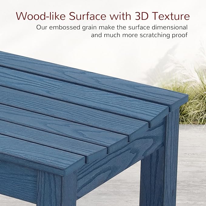 Stoog Outdoor Benches Set of 2, 2-Person Patio Dining Bench, Waterproof HIPS Backless Outdoor Bench, Never Rot or Fade, Blue