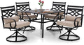 Sophia and William Swivel Patio Dining Set for 4, Outdoor Table and Chairs, Removable Seat Cushions, Black 37" Patio Dining Table
